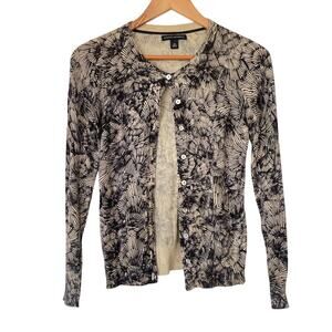 Banana Republic 100% Cotton Navy Blue Floral Cardigan Sweater • Size XS ⬇️